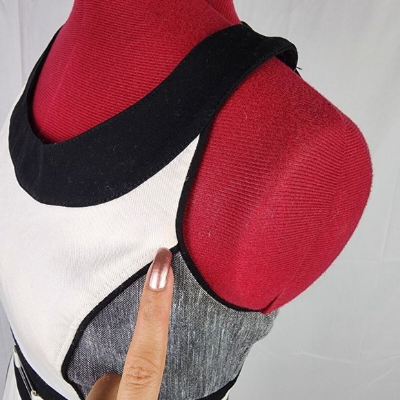 White House Black Market White Gray Black Sleeveless Knee Length Dress - 0 - Picture 4 of 12